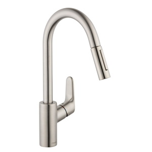 H04505800 Focus Pull-Out Spray Kitchen Faucet - Steel Optik H04505800 Focus Pull-Out Spray Kitchen Faucet - Steel Optik