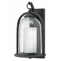  Quincy Entrance Outdoor Wall Light - Aged Zinc / White