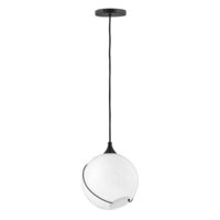  Skye Entrance / Foyer Pendant Light - Black with Cased Opal glass