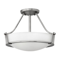  Hathaway Semi Flush Mount Ceiling Light - Antique Nickel / White