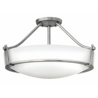  Hathaway Semi Flush Mount Ceiling Light - Antique Nickel / White