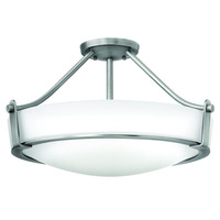  Hathaway Semi Flush Mount Ceiling Light - Antique Nickel / White