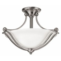  Bolla Semi Flush Mount Ceiling Light - Brushed Nickel / Opal