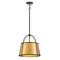  Clarke Drum Pendant Pendant Light - Black with Lacquered Dark Brass accents