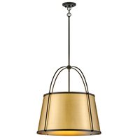  Clarke Drum Pendant Pendant Light - Black with Lacquered Dark Brass accents