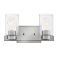  Miley 2 Bulb Bathroom Lighting - Brushed Nickel / Clear