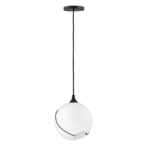 H30303BLKWH Skye Entrance / Foyer Pendant Light - Black with Cased Opal glass