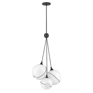 H30304BLKWH Skye Multi Light Pendant Light - Black with Cased Opal glass