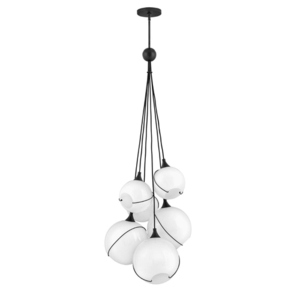 H30306BLKWH Skye Entrance / Foyer Pendant Light - Black with Cased Opal glass