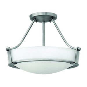 H3220ANGU24 Hathaway Semi Flush Mount Ceiling Light - Antique Nickel / White