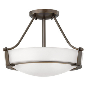 H3220OBWH Hathaway Semi Flush Mount Ceiling Light - Olde Bronze / White H3220OBWH Hathaway Semi Flush Mount Ceiling Light - Olde Bronze / White