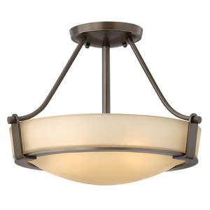 H3220OB Hathaway Semi Flush Mount Ceiling Light - Olde Bronze / Gold