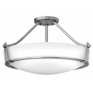 H3221ANLED Hathaway Semi Flush Mount Ceiling Light - Antique Nickel / White