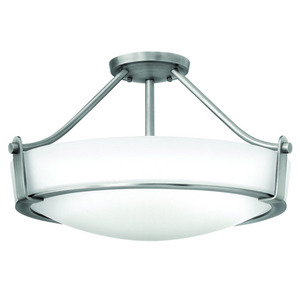 H3221ANGU24 Hathaway Semi Flush Mount Ceiling Light - Antique Nickel / White