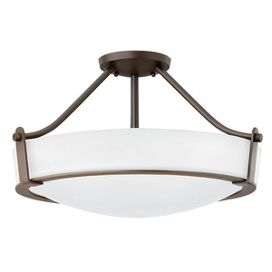 H3221OBWH Hathaway Semi Flush Mount Ceiling Light - Olde Bronze / White H3221OBWH Hathaway Semi Flush Mount Ceiling Light - Olde Bronze / White