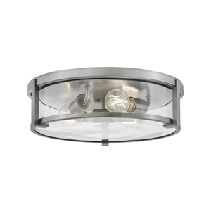 H3243ANCL Lowell Flush Mount Ceiling Light - Antique Nickel with Clear glass