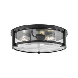 H3243BKCL Lowell Flush Mount Ceiling Light - Black with Clear glass H3243BKCL Lowell Flush Mount Ceiling Light - Black with Clear glass