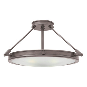 H3382ANLED Collier Semi Flush Mount Ceiling Light - Antique Nickel