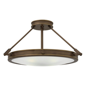 H3382LZLED Collier Semi Flush Mount Ceiling Light - Light Oiled Bronze