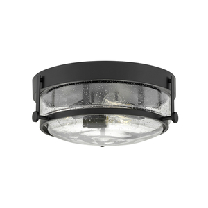 H3640BKCS Harper Flush Mount Ceiling Light - Black with Clear Seedy glass