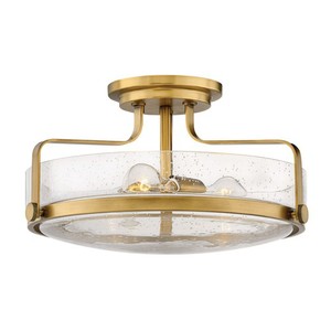 H3643HBCS Harper Semi Flush Mount Ceiling Light - Heritage Brass / Clear Seedy