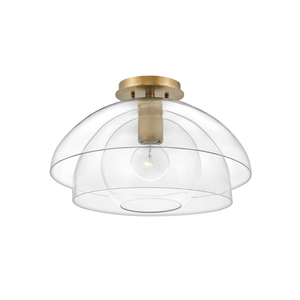 H39061HBR Lotus Semi Flush Mount Ceiling Light - Heritage Brass