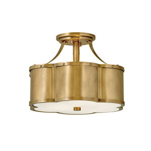 H4443HB Chance Semi Flush Mount Ceiling Light - Heritage Brass