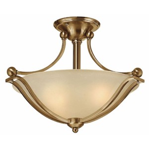 H4651BR Bolla Semi Flush Mount Ceiling Light - Brushed Bronze / Amber Seedy