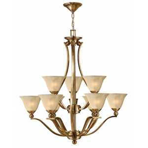 H4657BR Bolla Large Foyer Chandelier Chandelier - Brushed Bronze / Amber Seedy