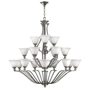 H4659BN Bolla Large Foyer Chandelier Chandelier - Brushed Nickel / Opal