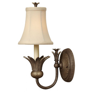 H4880PZ Plantation 1 Bulb Wall Sconce - Pearl Bronze