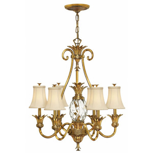 H4886BB Plantation Mid Sized Chandelier Chandelier - Burnished Brass