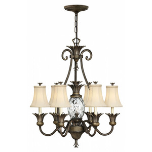 H4886PZ Plantation Mid Sized Chandelier Chandelier - Pearl Bronze