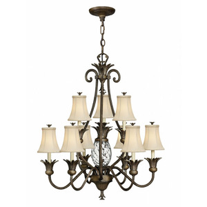 H4887PZ Plantation Large Foyer Chandelier Chandelier - Pearl Bronze