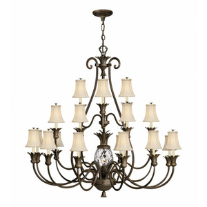 H4889PZ Plantation Large Foyer Chandelier Chandelier - Pearl Bronze