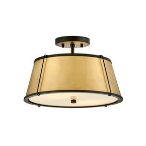 H4893BKLDB Clarke Semi Flush Mount Ceiling Light - Black with Lacquered Dark Brass accents