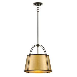 H4894BKLDB Clarke Drum Pendant Pendant Light - Black with Lacquered Dark Brass accents