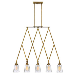 H4935HB Gatsby Linear Pendant Pendant Light - Heritage Brass