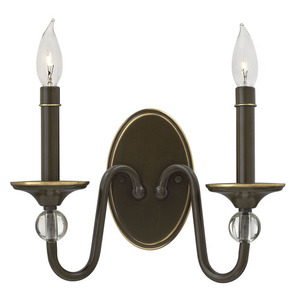 H4952LZ Eleanor 2 Bulb Bathroom Lighting - Light Oiled Bronze