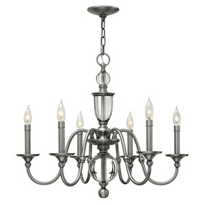 H4956PL Eleanor Mid Sized Chandelier Chandelier - Polished Antique Nickel