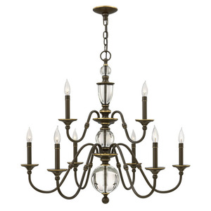 H4958LZ Eleanor Large Foyer Chandelier Chandelier - Light Oiled Bronze