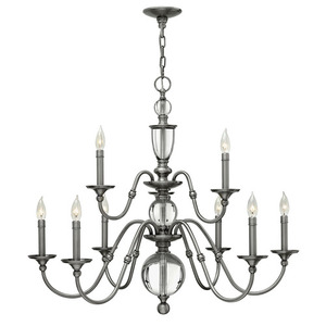 H4958PL Eleanor Large Foyer Chandelier Chandelier - Polished Antique Nickel