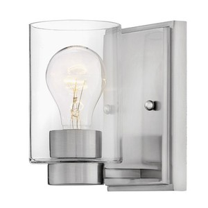 H5050BNCL Miley 1 Bulb Wall Sconce - Brushed Nickel / Clear H5050BNCL Miley 1 Bulb Wall Sconce - Brushed Nickel / Clear