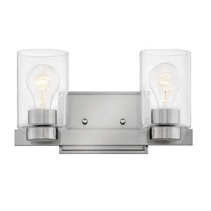 H5052BNCL Miley 2 Bulb Bathroom Lighting - Brushed Nickel / Clear H5052BNCL Miley 2 Bulb Bathroom Lighting - Brushed Nickel / Clear