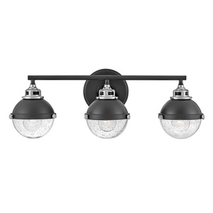 H5173BKCM Fletcher 3 Bulb Bathroom Lighting - Black