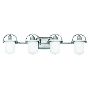 H5444BN Clancy 4 or More Bulb Bathroom Lighting - Brushed Nickel / Frosted