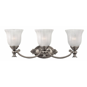 H5583PL Francoise 3 Bulb Bathroom Lighting - Polished Antique Nickel H5583PL Francoise 3 Bulb Bathroom Lighting - Polished Antique Nickel