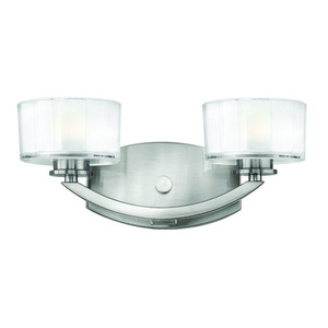 H5592BNLED Meridian 2 Bulb Bathroom Lighting - Brushed Nickel