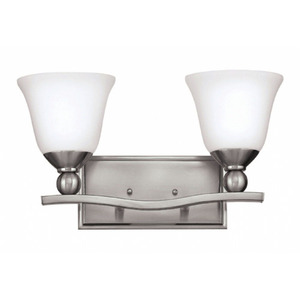 H5892BNGU24 Bolla 2 Bulb Bathroom Lighting - Brushed Nickel / Opal