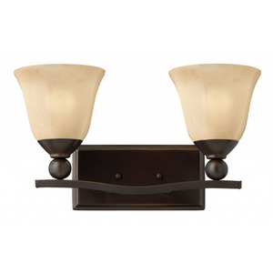 H5892OB Bolla 2 Bulb Bathroom Lighting - Olde Bronze / Amber Seedy